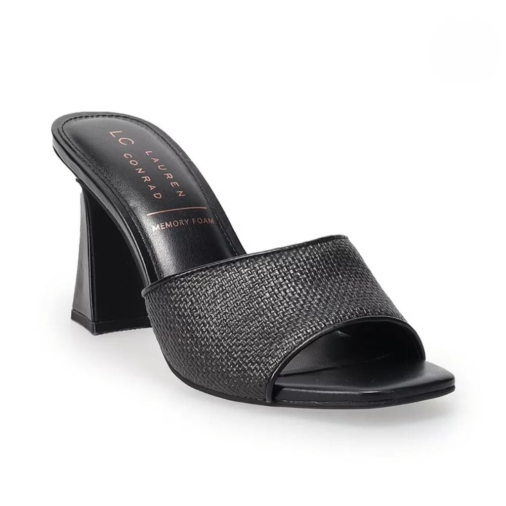 LC Lauren Conrad Black Textured Mules, NIB, Sz 9
